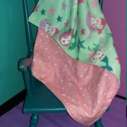 Mermaid Starfish Baby Blanket/Star Pink Teal Purple Aqua Lavender Girl Shower Gift Soft Fleece Flannel Nursery Crib Bed Lovey Little - thumbnail 2