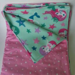 Mermaid Starfish Baby Blanket/Star Pink Teal Purple Aqua Lavender Girl Shower Gift Soft Fleece Flannel Nursery Crib Bed Lovey Little - thumbnail 4