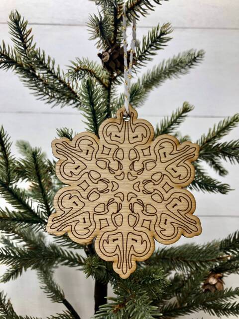 Boho Christmas Ornament, Style Wooden Decor, Natural Wood Bohemian Home Tree Holiday Decoration - image 1