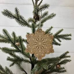 Boho Christmas Ornament, Style Wooden Decor, Natural Wood Bohemian Home Tree Holiday Decoration - thumbnail 2