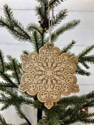 Boho Christmas Ornament, Style Wooden Decor, Natural Wood Bohemian Home Tree Holiday Decoration