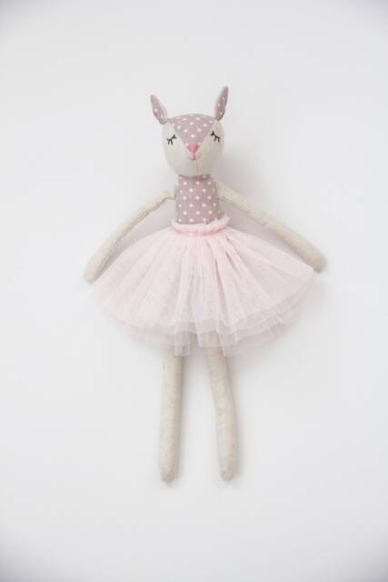 Handmade Linen Deer Toy, Embroidered Heirloom Doll - image 1