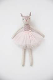 Handmade Linen Deer Toy, Embroidered Heirloom Doll