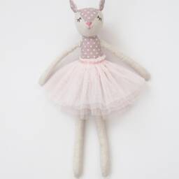 Handmade Linen Deer Toy, Embroidered Heirloom Doll - thumbnail 2