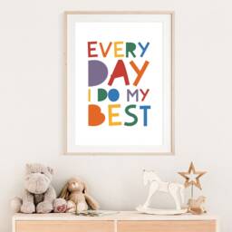 Every Day I Do My Best Print, Kids Wall Art, Playroom, Positive Prints, Boys Nursery Girls Bedroom Decor, Rainbow Decor - thumbnail 3