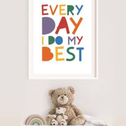 Every Day I Do My Best Print, Kids Wall Art, Playroom, Positive Prints, Boys Nursery Girls Bedroom Decor, Rainbow Decor - thumbnail 2