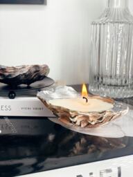 Set Of 2 Silver Tip Oyster Shell Candles - Soy Wax Homeware Unique Home Accessories Fashion -Home Styling
