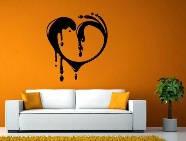 Heart Love Melting Dripping Ink Paint Water Room Wall Sticker Decal Vinyl Mural Decor Art L2434 - image 1