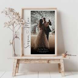 First Dance Lyrics Wall Art - Valentines Gift For Her Anniversary Husband Wife Couples - Paper Wedding - thumbnail 1