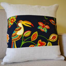 Vintage Duralee Fabrics Toucan Pillow - Great For Bedroom, Living Room, Kids Room - thumbnail 2
