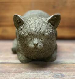 Stone Garden Small Sleeping Cat Kitten Memorial Statue Gift Ornament - thumbnail 1