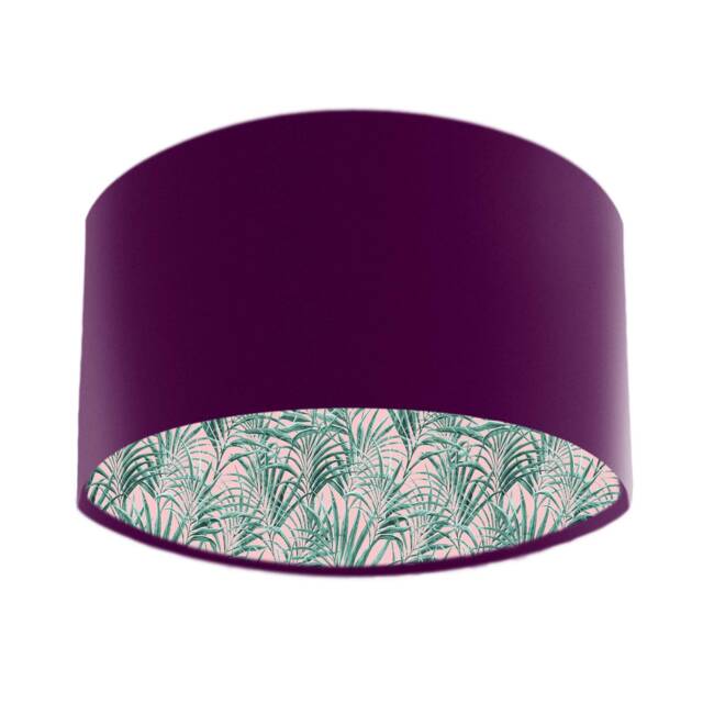 Mulberry Velvet Drum Light Shade, Palms Delight Lining - image 1