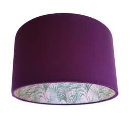 Mulberry Velvet Drum Light Shade, Palms Delight Lining - thumbnail 2
