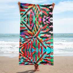 Tropical Brush Stroke Beach Towel - Abstract Pattern Design Soft Terry Cloth Bath & Spa - thumbnail 2