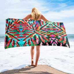 Tropical Brush Stroke Beach Towel - Abstract Pattern Design Soft Terry Cloth Bath & Spa