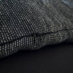 Black Pinstripe Linen Bed Set - 100% Stonewashed Bedding - thumbnail 2
