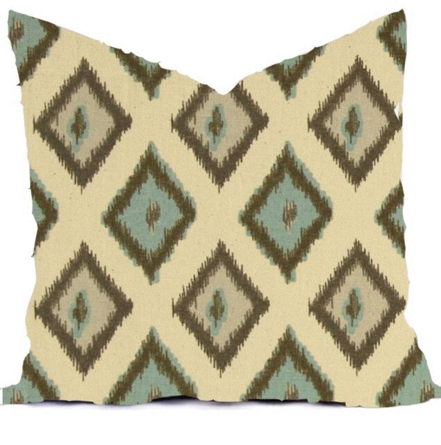 Pillows Covers - Blue Spa Mist Aqua Turquoise Natural Linen Ikat Modern- All Sizes 16x16 18x18 Throw Toss Accent Pillow - image 1