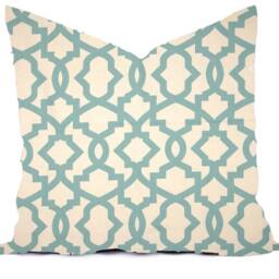 Pillows Covers - Blue Spa Mist Aqua Turquoise Natural Linen Ikat Modern- All Sizes 16x16 18x18 Throw Toss Accent Pillow - thumbnail 3