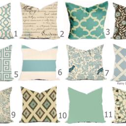 Pillows Covers - Blue Spa Mist Aqua Turquoise Natural Linen Ikat Modern- All Sizes 16x16 18x18 Throw Toss Accent Pillow - thumbnail 2