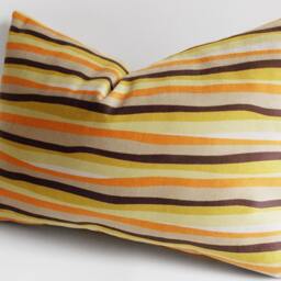 Velvet Decorative Pillow Cover 14'' X 20'' Lumbar Pillow Orange, Mustard Yellow, Brown, Cream - thumbnail 2