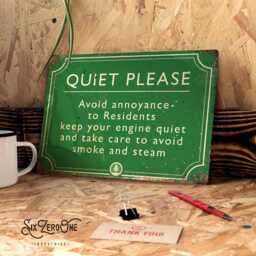 Quiet Please Metal Sign Landscape - Various Colours Train Station Vintage Worn Rusty Look Print Railway Steam Platform - thumbnail 1