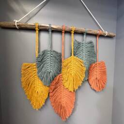 Macrame Feather Wall Hanging - Macrame Home Decor - thumbnail 3
