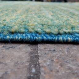 Large Green Rug 9x11 Oversized Modern Carpet, Turquoise Teal Turkish Pile Rug, Contemporary, Geometric Gradient Block Column - thumbnail 4