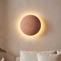 Ceramic Sconce, Round Minimalist Wall Light Fixture - Plug in Or Hardwired Sol - thumbnail 1
