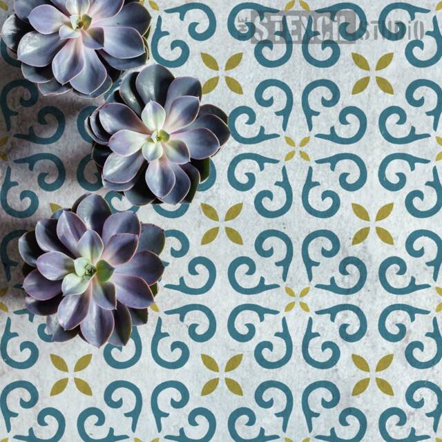 Prestbury Tile Repeat Reusable Wall Stencil. Create A Faux Effect On Any Plain Or Floor - Home Decor Stencils -10740 - image 1