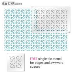Prestbury Tile Repeat Reusable Wall Stencil. Create A Faux Effect On Any Plain Or Floor - Home Decor Stencils -10740 - thumbnail 3