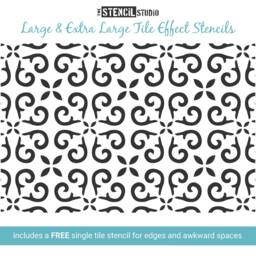 Prestbury Tile Repeat Reusable Wall Stencil. Create A Faux Effect On Any Plain Or Floor - Home Decor Stencils -10740 - thumbnail 2