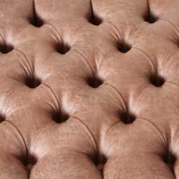 Handmade Antique Brown Faux Suede Chesterfield Footstool - Ottoman Coffee Table Footrest Mahogany Turned Hardwood Legs - thumbnail 4
