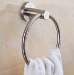 Satin Stainless Steel Bathroom Accessories Towel Ring Toilet Roll Holder Stand Robe Hook - thumbnail 3