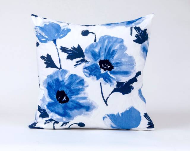 Kate Spade Floral Pillow Cover, Blue White Linen - image 1
