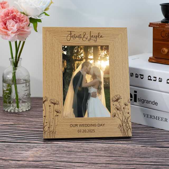 Personalized Wedding Frame Gift For Couple, Engaged Photo Friends, Wedding Picture Frames, Wedding Gifts Newlyweds - image 1