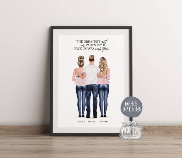 Custom Siblings Print, Personalised Family Personalised Gift, Mothers Day Our - image 1
