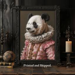 Panda Artwork, Bear Wall Decor, Pink Collection Renaissance Animal, Art Print - thumbnail 2