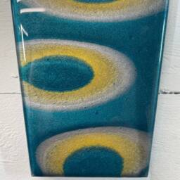 Narrow Turquoise Silver & Gold Abstract Resin Wall Clock, Long Modern Unusual Home Decor - thumbnail 4