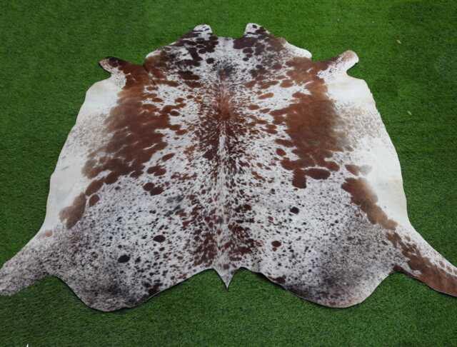 Brown & White Real Cowhide Rug-Brazilian Floor Area Rug-Exotic Hair On Cowhide-Western Decor-Luxury For Home Decor - image 1