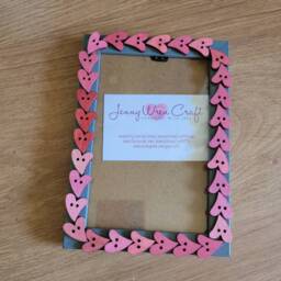 Pink Wooden Heart Shaped Button Photo Frame 4 X 6 Inches - thumbnail 4