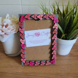 Pink Wooden Heart Shaped Button Photo Frame 4 X 6 Inches - thumbnail 2