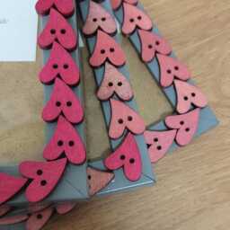 Pink Wooden Heart Shaped Button Photo Frame 4 X 6 Inches