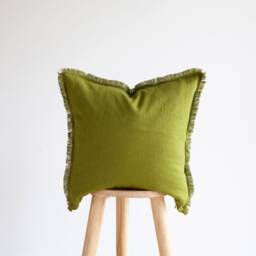 Yellow Throw Pillow, Fringed Pillow Cover, Decorative Custom Size Fringe Covers - thumbnail 3