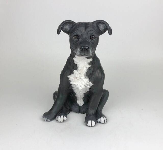 staffordshire Bull Terrier, Pet Memorial, Portrait, Dog Art, Gifts For Lovers, Clay Sculpture, Memorial - image 1
