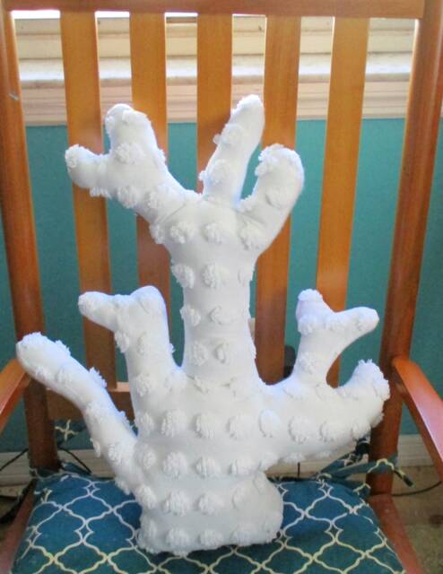 Coral Reef Pillow Chenille Nautical Decor - image 1