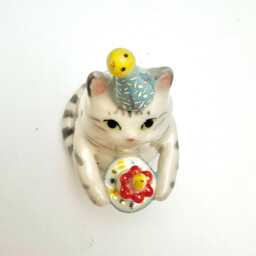 Cat Birthday Cake Topper - Ceramic Figurine Gift For Lover - thumbnail 4