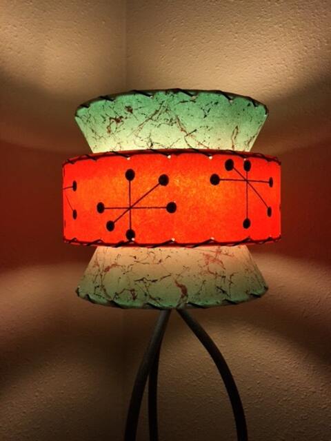 Mid Century Vintage Style Tapered 3 Tier Fiberglass Lamp Shade Starburst Atomic Tng/Sf - image 1