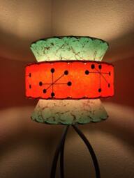 Mid Century Vintage Style Tapered 3 Tier Fiberglass Lamp Shade Starburst Atomic Tng/Sf - thumbnail 1