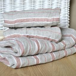 Striped Linen Towels Set 4 Pre Washed Natural Body Gift Set For Two Bathroom Sheets With Red Stripes Two Sizes Vegan Throw - thumbnail 3