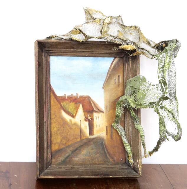 Deer Mesh Sculpture On Vintage Oil Painting - Lithuanian Artist Ooak/Vilnius Bernardino 1960's Mixed Media - image 1